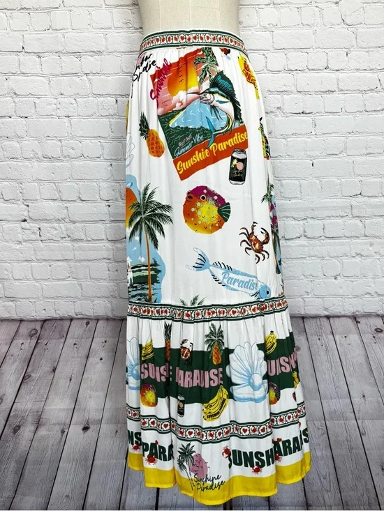 RACHEL ZOE Sunshine Paradise Tiered Maxi Skirt--NWT--M - Picture 4 of 12